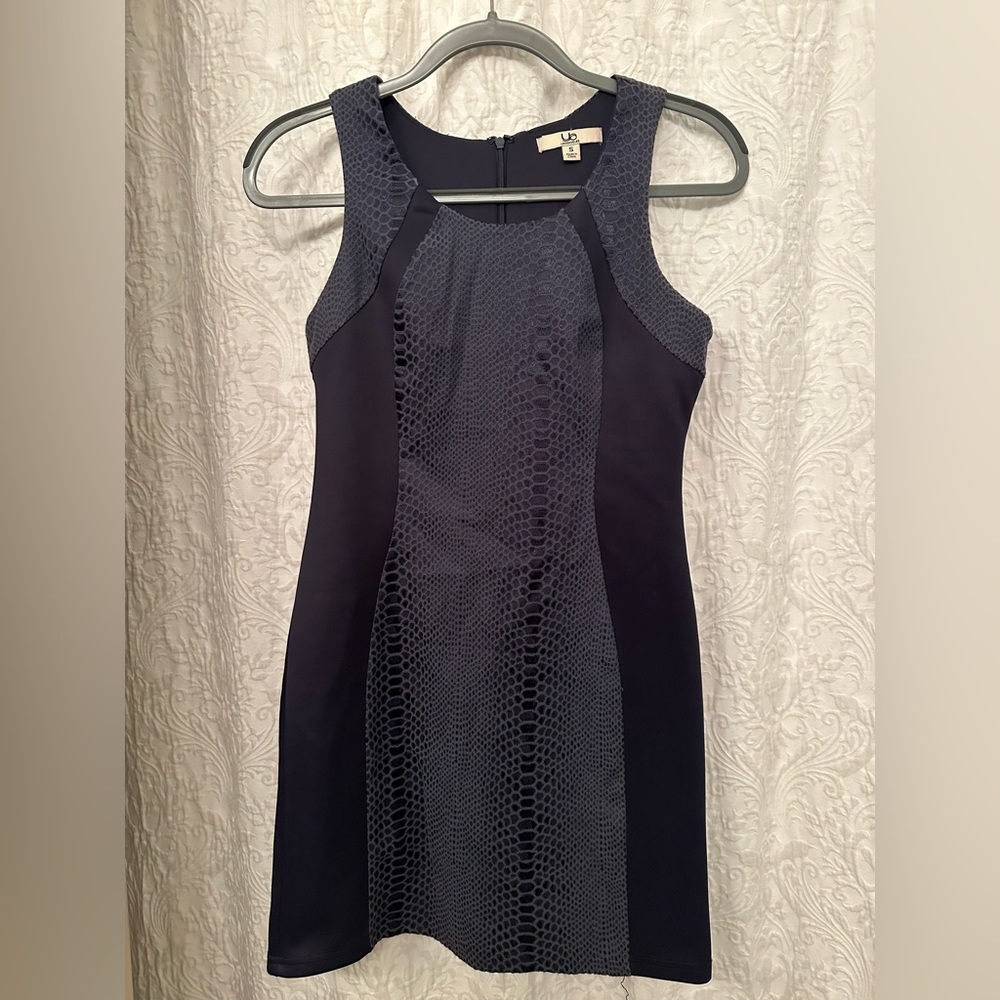 Navy blue snake skin mini dress